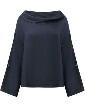 James Lakeland Cowl Neck Linen Top - Blue