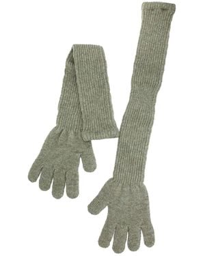 Maison Bogomil Ribbed Knit Opera Gloves - Green