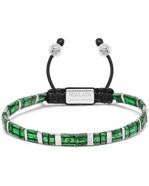 Nialaya Bracelet With Marbled And Miyuki Tila Beads - Green