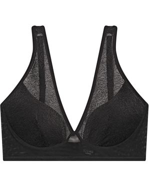 Verdant Intimates Rose Lace Plunge Molded Bra - Black