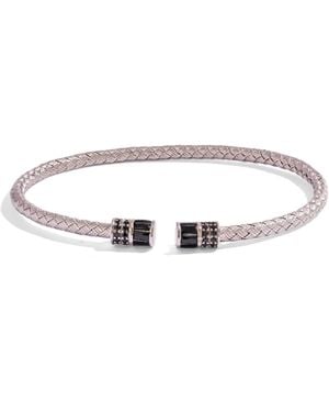 Ebru Jewelry Diamond Woven Sterling Cuff Bracelet - Metallic