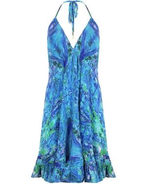 Sophia Alexia Glow Silk Mini Ibiza Dress - Blue