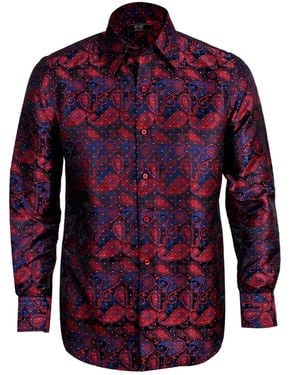 DAVID WEJ Kensington Paisley Jacquard Shirt – Wine - Purple