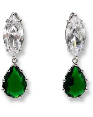 Michael Nash Jewelry Nicole Marquise And Emerald Pear Shape Diamond Cubic Zirconium Clip On Earrings - Green