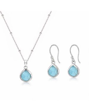 The Jewellery Store London Pear-Shaped Aqua Chalcedony Jewellery Set - Blue