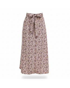 IN OUR NAME Neutrals Hay Printed Button Through Midi Skirt With Belt - Multicolour