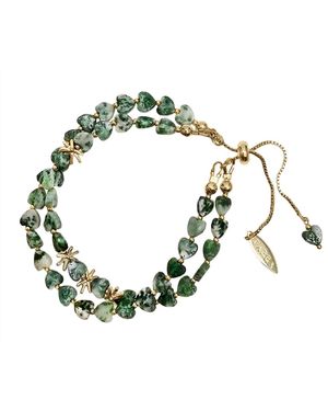 Farra Dot Agate Double Layers Adjustable Bracelet - Green