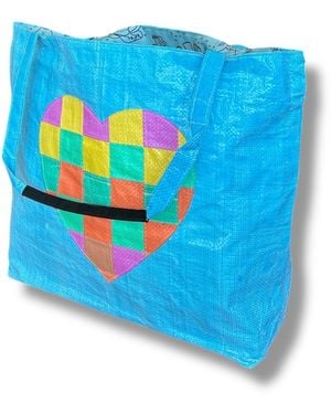 Torrain Recycled Bags Patchwork Heart Valley Tote - Blue