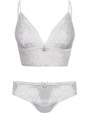 Oh!Zuza Journal Lace Lingerie Set Bralette & Brazilian Briefs – - White