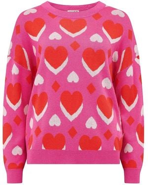 Sugarhill Andi Sweater, Geo Hearts - Pink