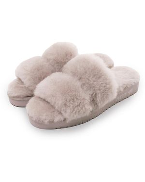 Pretty You London Sheepskin Slider Slipper Jinx - Brown