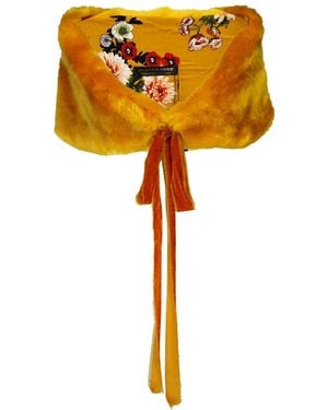 Jennafer Grace Amber Faux Fur Velvet Knot Stole - Yellow