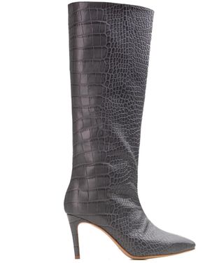 Ginissima Ilona Embossed Leather Boots, Under Knee - Grey