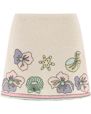 Oceanus Neutrals Tallulah Crystal Co-Ord Mini Skirt - White