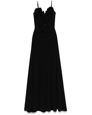Nissa Floral-Applique Jersey Midi Dress - Black