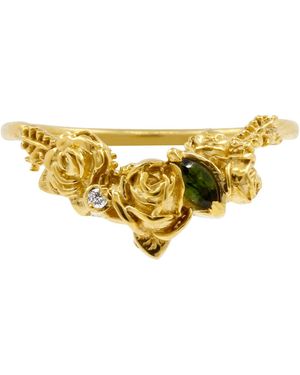 Lee Renee Rose Chevron Ring Diamond & Tourmaline– Gold - Yellow