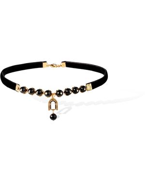 Retro Chic Noir Beads Choker - Black