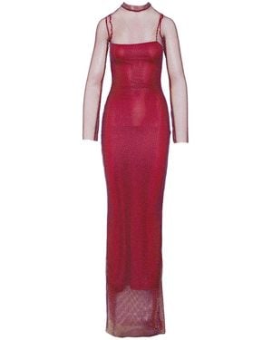 Ofuure Sasha Rhinestone Maxi Dress - Red