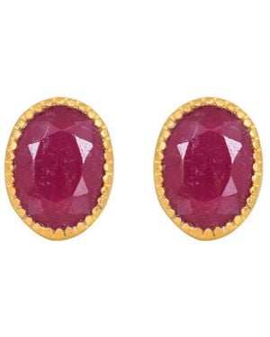 Opium Jewels Faceted Oval Studs - Pink