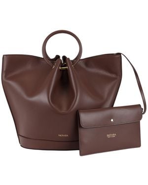 Saonara Brand Capazo Bag Chocolat Leather - Brown