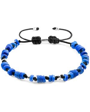 Anchor and Crew Hailey & Freshwater Shell Skinny Macrame Bracelet - Blue