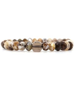 Shar Oke Smoky Quartz & Petrified Wood Opal Jasper Bracelet - Natural