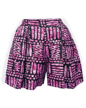 Chuks Collins Ajah New Collection Drop-Batik Shorts - Purple