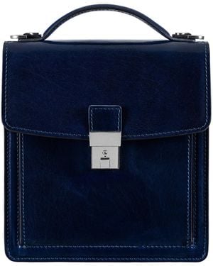 Time Resistance Small Leather Briefcase For - Blue