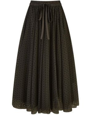 Yumi' Mesh Heart Print Tulle Skirt - Black