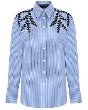 Exquise Kendall Shirt Elegant Beaded Multi Shirt - Blue