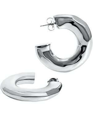 Denise Pacini Emma Hammered Statement Open Hoops - Metallic