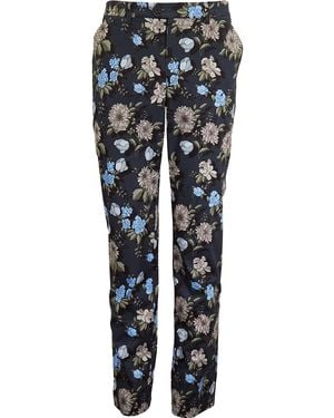 lords of harlech Floral Print Stretch Chino Trousers - Blue