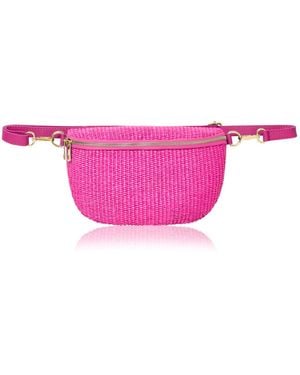 Betsy & Floss Enna Raffia Crossbody & Waist Bag - Pink