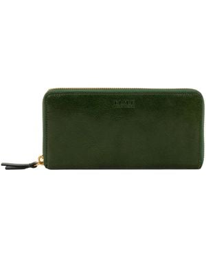 Time Resistance Leather Continental Wallet - Green
