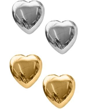 Adriana Pappas Designs Puff Heart Studs - Metallic