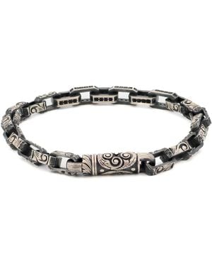 Ebru Jewelry Heritage Engraved & Zircon Bracelet - Metallic