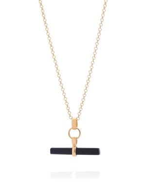 Nellou Jewellery Onyx T Bar Necklace Plated Sterling - Metallic