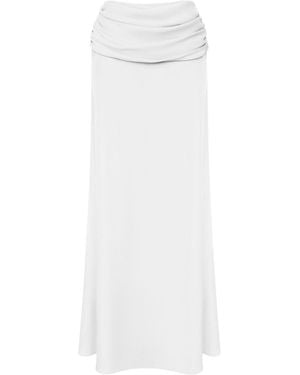 POST MERIDIEM Chiffon Maxi Skirt With Draping - White