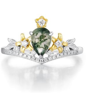 Azura Jewelry New York Juniper Dream Moss Agate Ring Vermeil - Brown