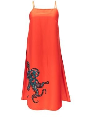 Janara Jones Fire Octopus Print Satin Cami Top - Red