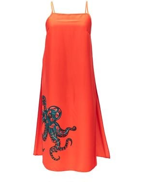 Janara Jones Fire Octopus Print Satin Cami Top - Red