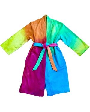 Roy G. Watercolor Dye Fleece Robe - Blue