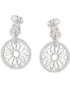Grosse Platinum & Crystal Clip On Drop Earrings, Series Lumière - Metallic