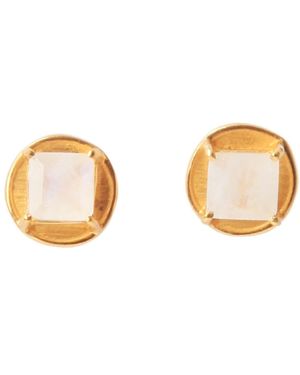 YAA YAA LONDON Neutrals New Mama Vermeil Moonstone Stud Earrings - Metallic