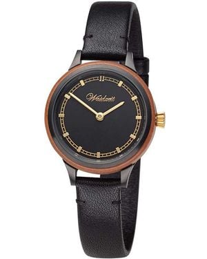 Waidzeit Cherry Blossom With Leather Strap Watch - Black