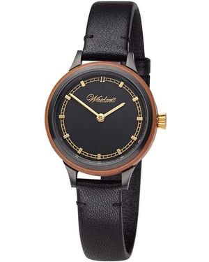 Waidzeit Cherry Blossom With Leather Strap Watch - Black