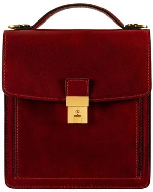 Time Resistance Small Leather Briefcase - Red