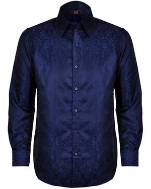 DAVID WEJ Kensington Paisley Jacquard Shirt – - Blue