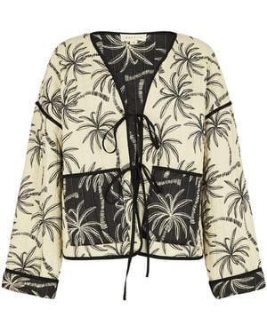 Raffya Felicity Palm Print Reversible Jacket - Multicolor