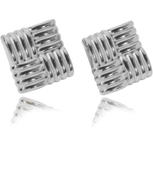 VIEA Asha Square Textured Earrings - Metallic